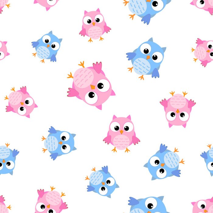 Behang Grappige kleurrijke uilen