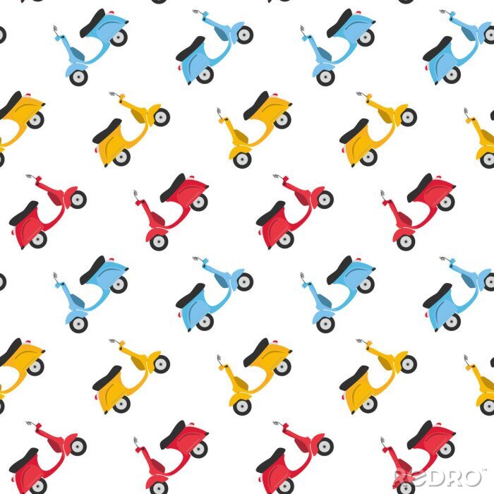 Behang Grappige scooters naadloze patroon achtergrond