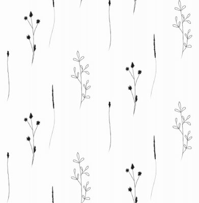 Behang Grassprietjes op witte achtergrond