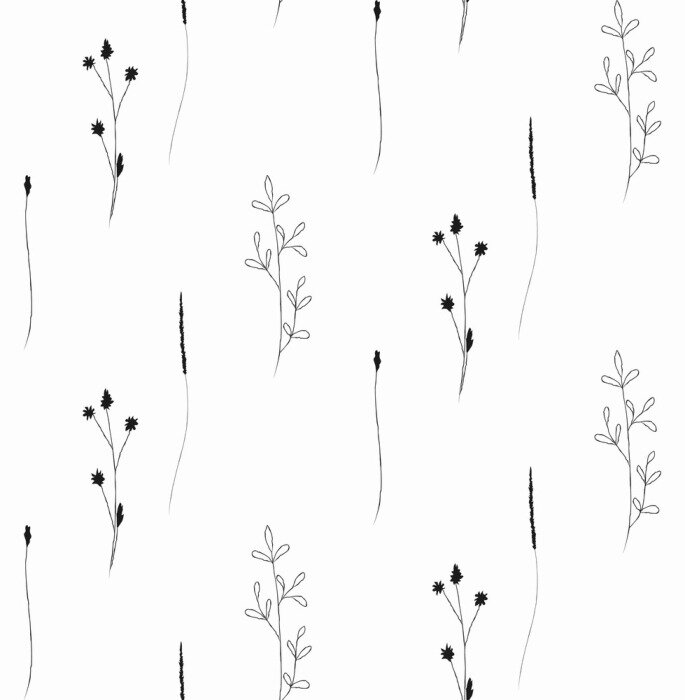 Behang Grassprietjes op witte achtergrond