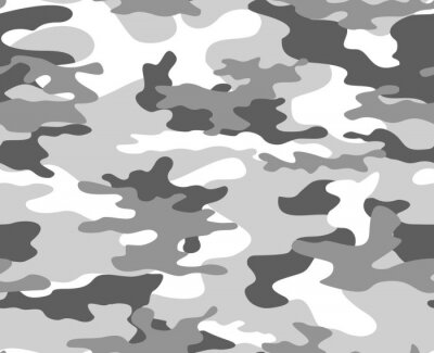 Behang 
Gray camouflage seamless pattern on textiles. Military background. Vector