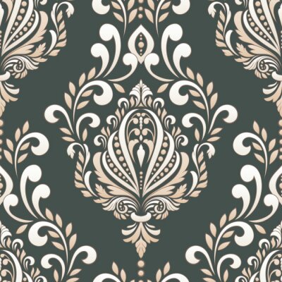 Behang Grijs en wit ornament patroon