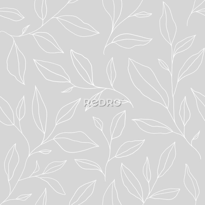 Behang Grijs minimalistisch bloemenpatroon