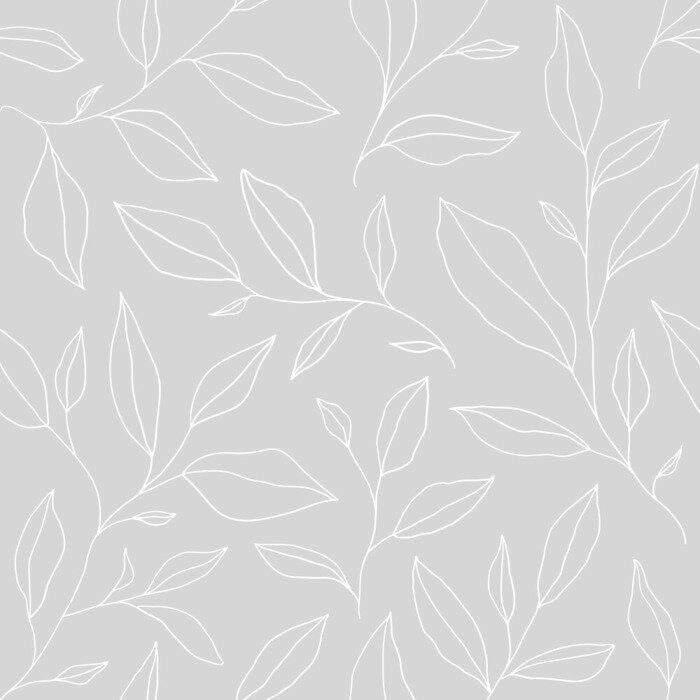 Behang Grijs minimalistisch bloemenpatroon