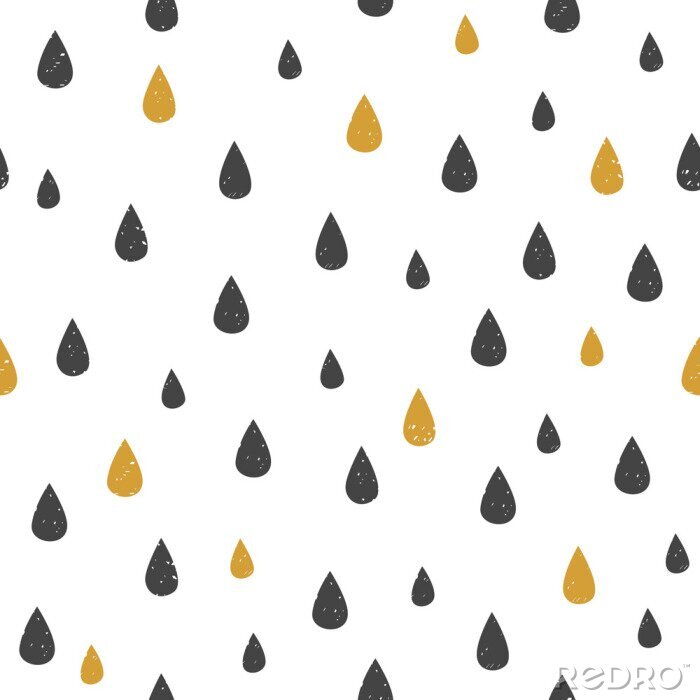 Behang Grijze en gele druppels op een witte achtergrond
