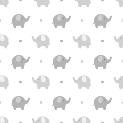 Behang Grijze minimalistische olifanten met stippen