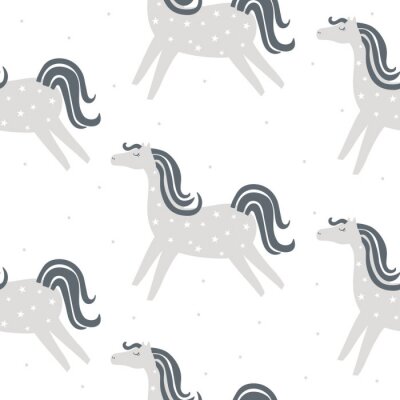 Behang Grijze minimalistische paarden op een lichte achtergrond