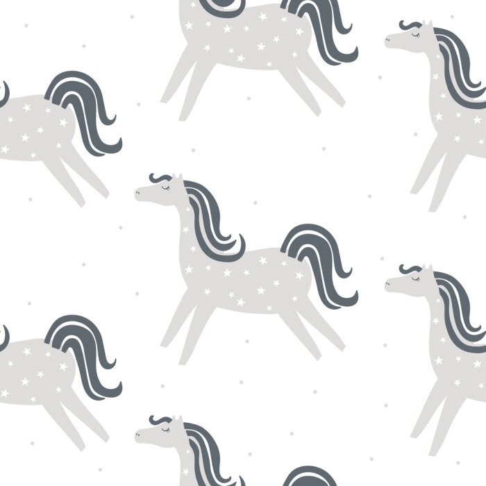 Behang Grijze minimalistische paarden op een lichte achtergrond
