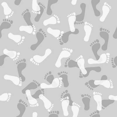 Behang Grijze voetafdrukken