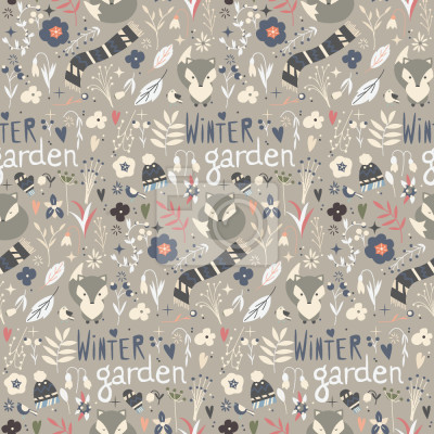 Behang Grijze vossen en de winterwereld