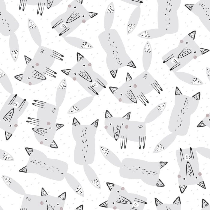 Behang Grijze wolven in Scandinavische stijl