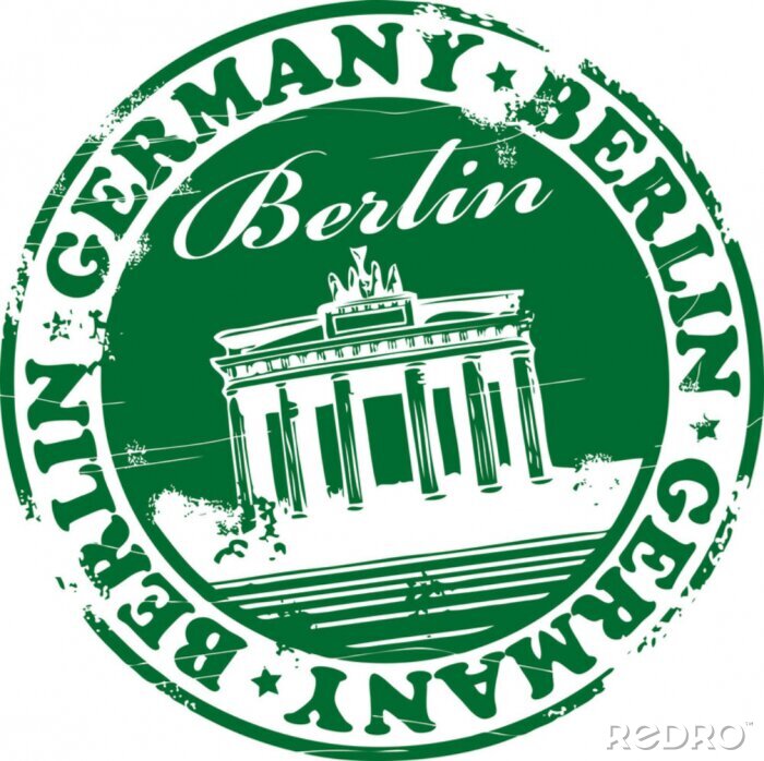 Behang Groen stempel met de naam Berlin