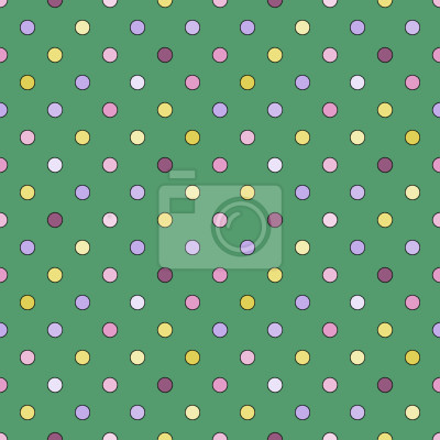 Behang Groen stippenmotief met omlijning