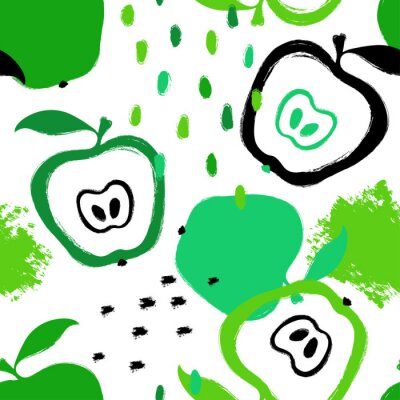 Behang Groene appels met zwarte stippen