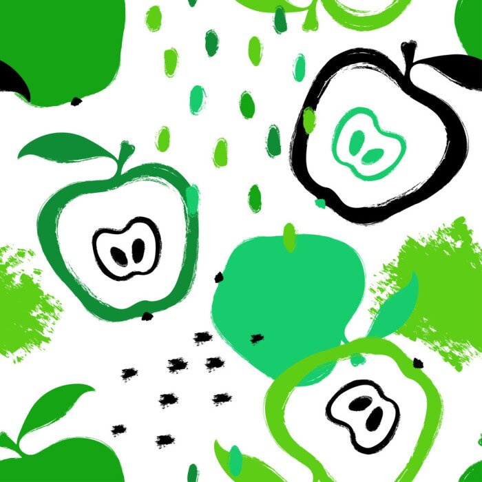 Behang Groene appels met zwarte stippen