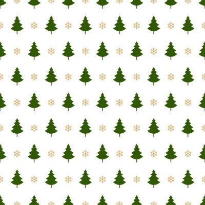 Behang Groene bomen met roze sneeuwvlokken