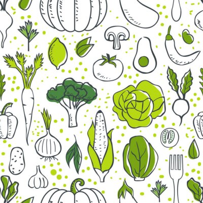 Behang Groene groenten op een witte achtergrond