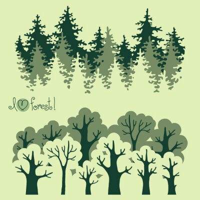 Groene illustraties met bomen