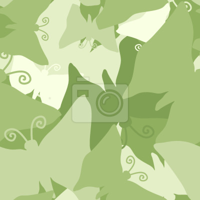 Behang Groene vlinders lagen op elkaar