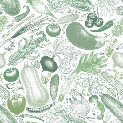 Behang Groenten in tinten groen