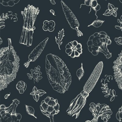 Behang Groenten op een donkere achtergrond in sepia