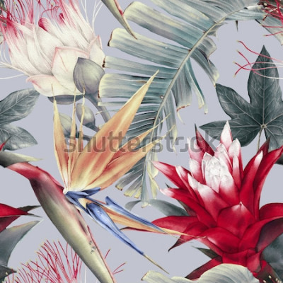 Behang Grote exotische bloemen