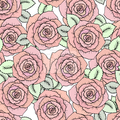 Behang Grote rozen in roze afbeelding