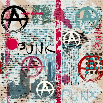 Grunge krant met woord Punk.