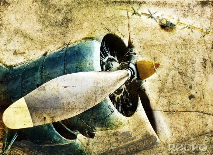 Behang Grunge vliegtuigmotoren