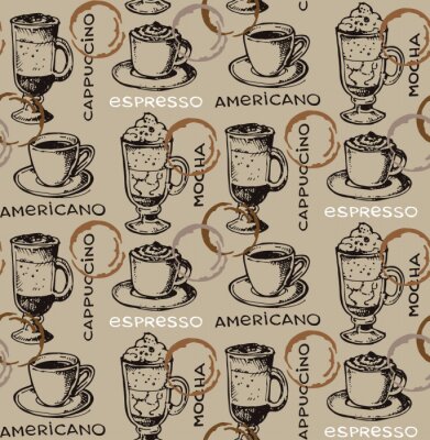 Behang Hand drawn doodle coffee pattern