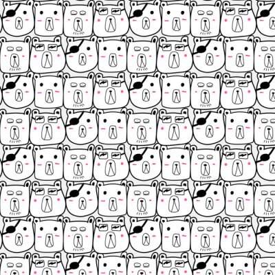 Behang Hand getekend dragen vector patroon. Krabbel kunst.