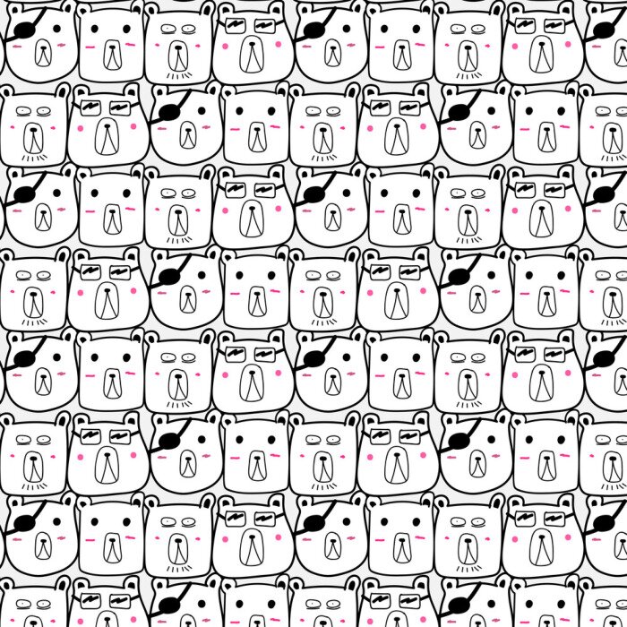 Behang Hand getekend dragen vector patroon. Krabbel kunst.