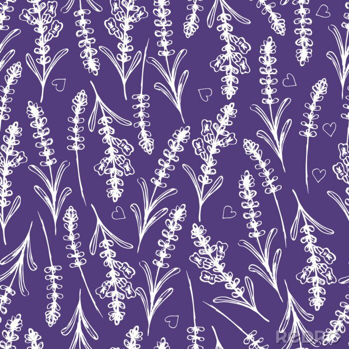 Behang Hand getekend naadloos patroon met lavendel. Vector illustratie