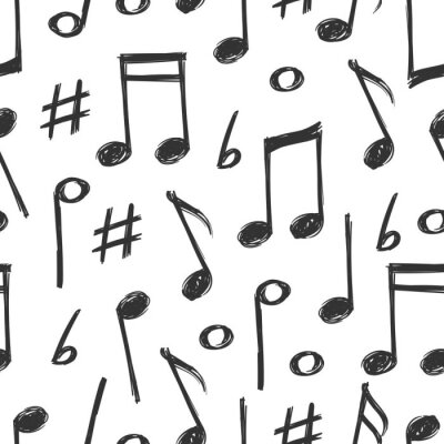 Behang Hand getrokken muziek notities naadloze patroonontwerp