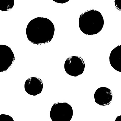 Behang Hand getrokken seamles patroon met getextureerde cirkels. Ongelijke polka dot ontwerp, vectorillustratie.