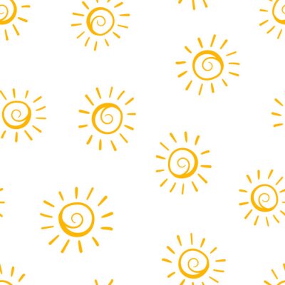 Behang Hand getrokken zon pictogram naadloze patroon achtergrond. Zakelijke concept vectorillustratie. Handgetekende zonneschijn symboolpatroon.
