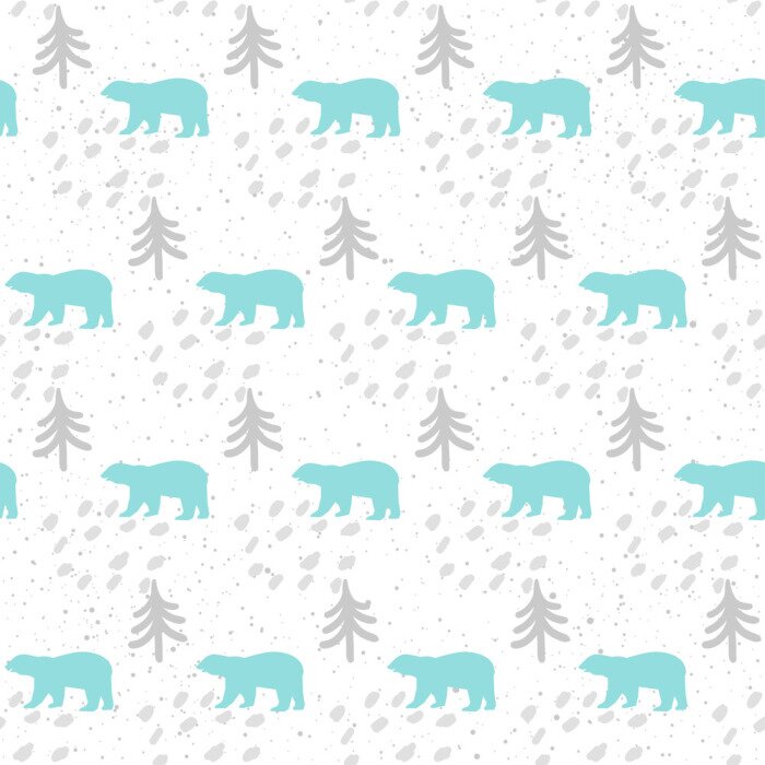 Behang Handgemaakte beer naadloze patroon achtergrond.