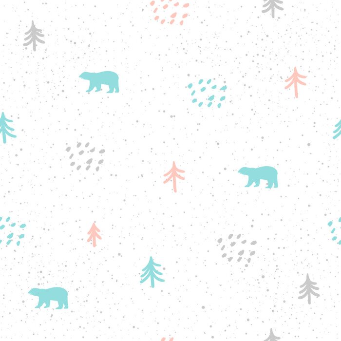 Behang Handgemaakte beer naadloze patroon achtergrond.