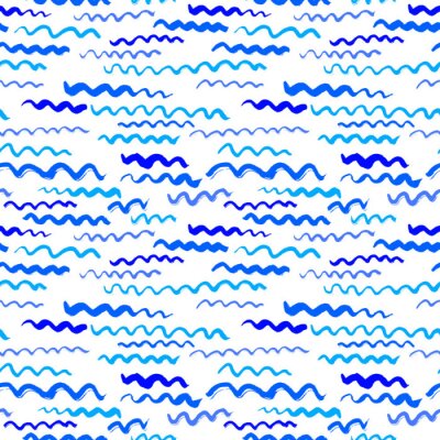 Behang Handgeschilderde blauwe golven