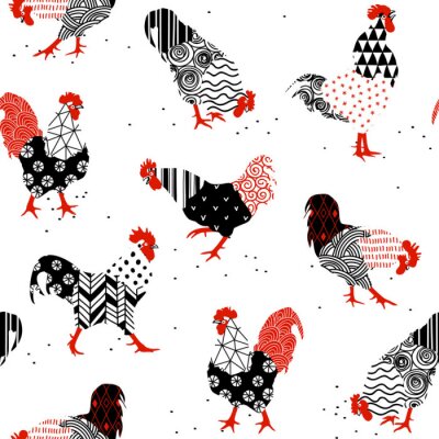 Behang hanen met patronen