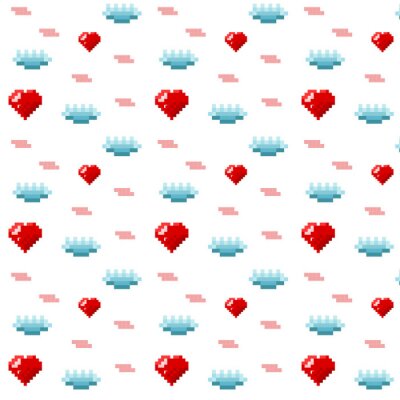 Behang Harten gemaakt van pixels