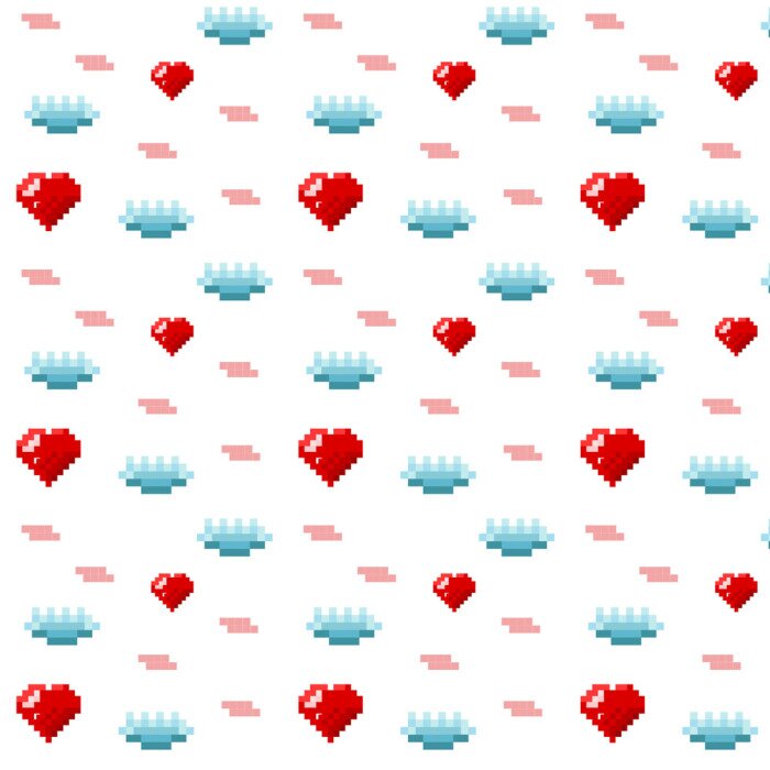 Behang Harten gemaakt van pixels