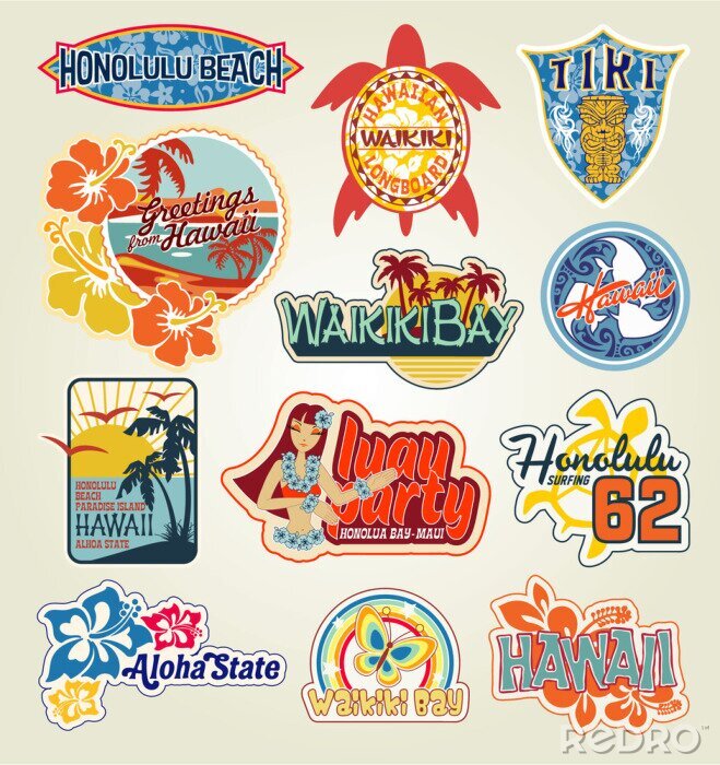 Behang Hawaii Stickers collectie
