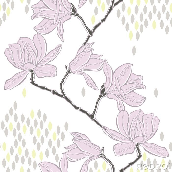 Behang Helder motief met magnolia