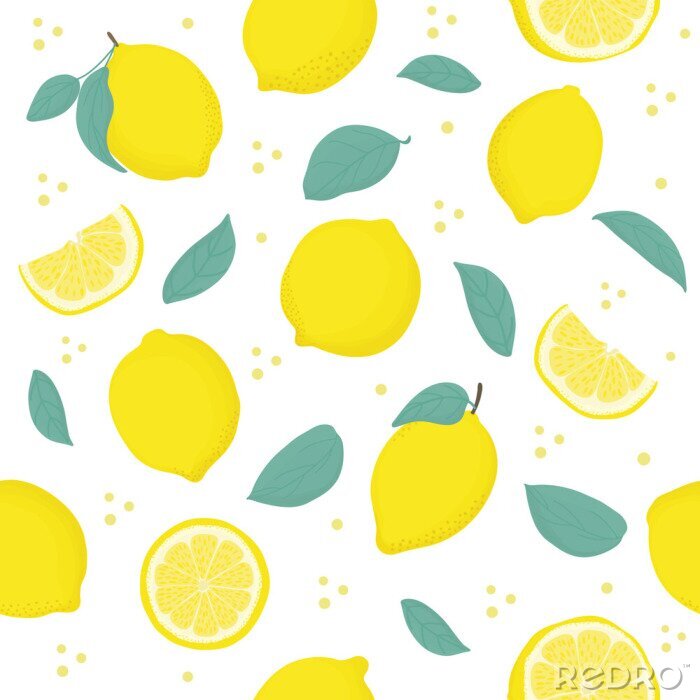 Behang Hele en gesneden citroenvruchten