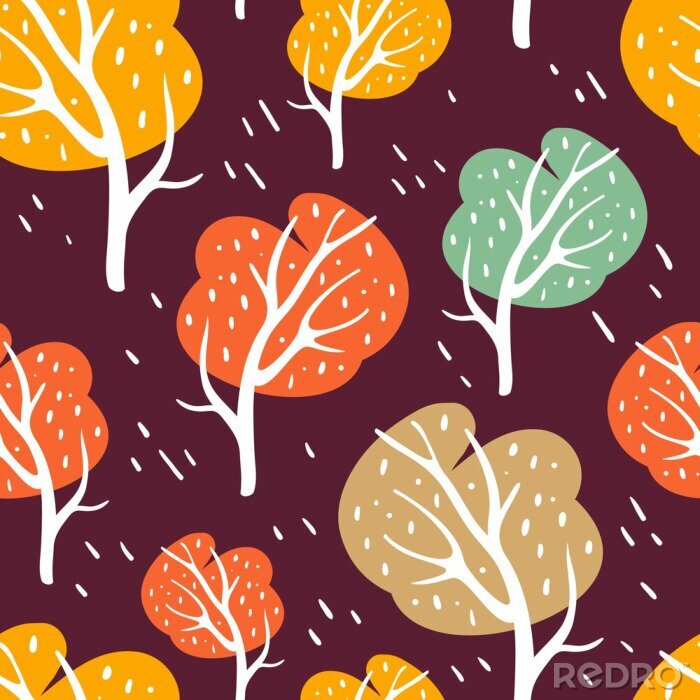 Behang Herfstpatroon met bomen