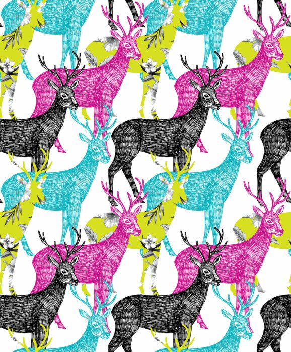 Behang herten hand getrokken naadloze achtergrond