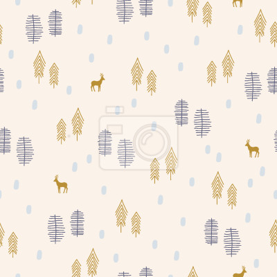 Behang Herten in Scandinavische stijl in het bos