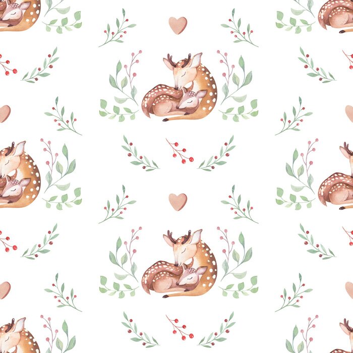 Behang Herten met mama