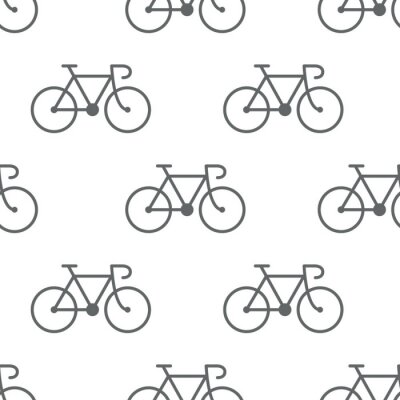 Behang Het naadloze patroon van fietspictogrammen op witte achtergrond